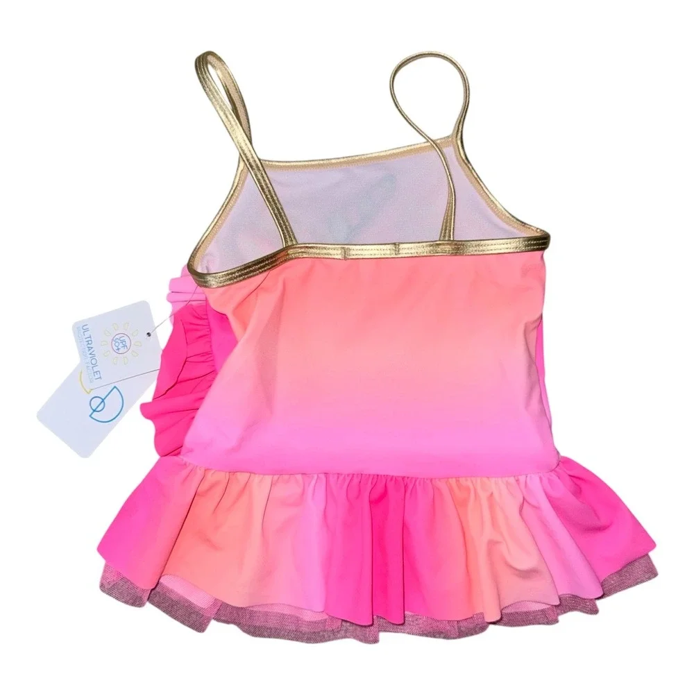 Flapdoodles Size 2T Little Girls 2 Piece Unicorn‎ Swimsuit Pink Sherbert NWT